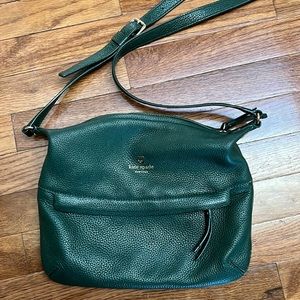 Beautiful Kate Spade green leather handbag with adjustable long strap. EUC